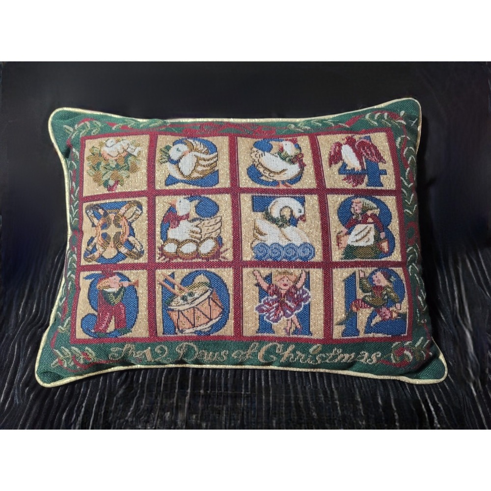 12 Days Of Christmas Throw Pillow 12"x16" Sofa Holiday